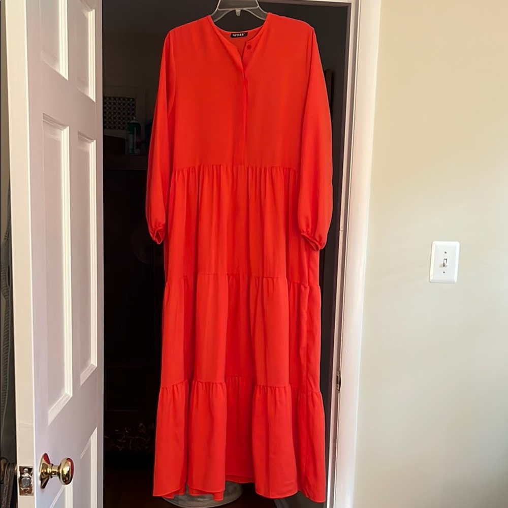 NWOT Orange Bishop Sleeve Long Maxi Sundress for Hot Summer Days